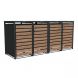 Ecoscape Quadruple Bin Store with Lid - 2640mm x 800mm x 1160mm Charcoal & Woodgrain