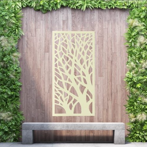 Aluminium Privacy Screen Woodland - Wall Mounted - 1800mm x 900mm Cream