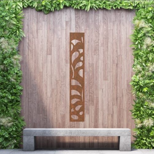 Steel Privacy Screen Paisley - Free Standing - 1800mm x 300mm Steel Corten