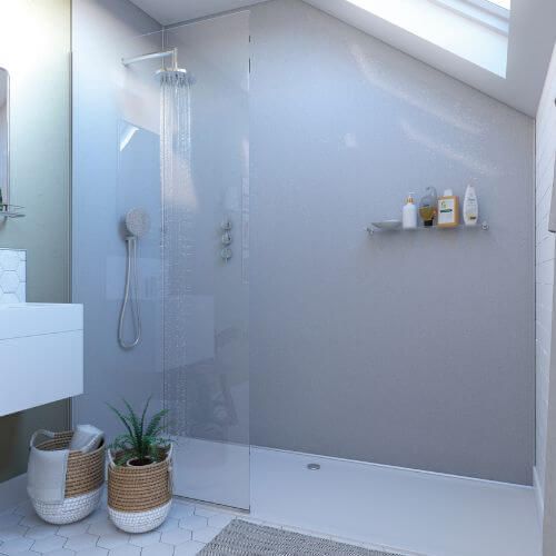 Laminate Shower Wall Panel Pro-Click - 1179mm x 2440mm x 10.5mm White Sparkle