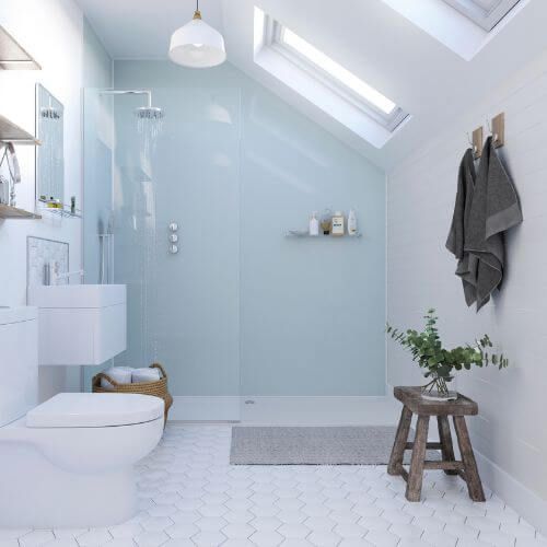 Laminate Shower Wall Panel Square Edge - 1200mm x 2440mm x 10.5mm Aqua Ice