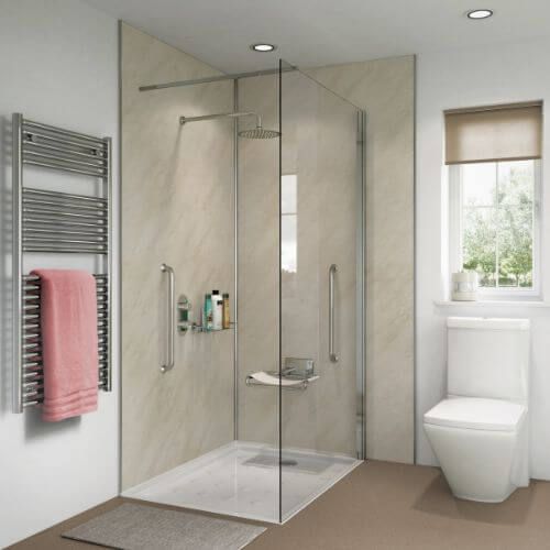 Laminate Shower Wall Panel Pro-Click - 579mm x 2440mm x 10.5mm Ivory Marble