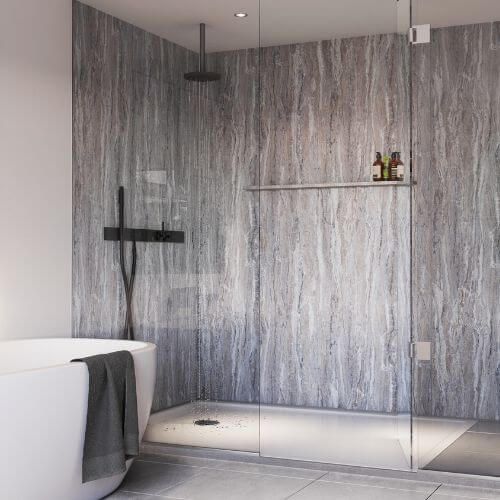 Laminate Shower Wall Panel Square Edge - 1200mm x 2440mm x 10.5mm Blue Tone Stone