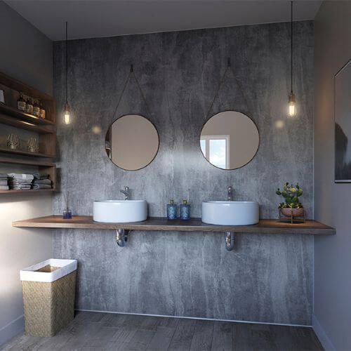 Laminate Shower Wall Panel Square Edge - 1200mm x 2440mm x 10.5mm Washed Charcoal