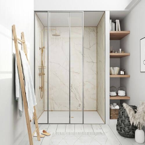 Laminate Shower Wall Panel Square Edge - 1200mm x 2440mm x 10.5mm Shell Marble