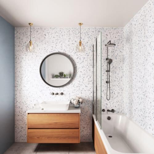 Laminate Shower Wall Panel Pro-Click - 1179mm x 2440mm x 10.5mm Positano Blue Terrazzo