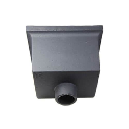 Cast Iron Rectangular Standard Hopper Head Plain Outlet - 305mm for 100mm Downpipe Grey Primer