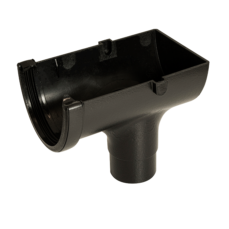 FloPlast Deepflow/ Hi-Cap Gutter Stopend Outlet - 115mm x 75mm Cast Iron Effect