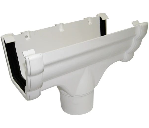 FloPlast Ogee Gutter Running Outlet for 80mm Downpipe - 110mm x 80mm White