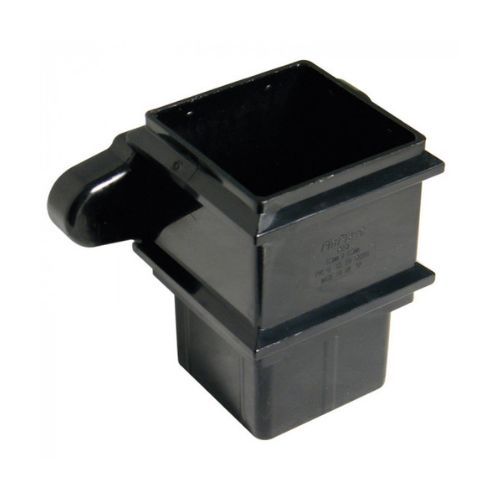 FloPlast Square Downpipe Socket with Fixing Lugs - 65mm Black