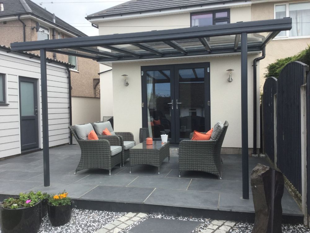 Simplicity 6 Aluminium Pergola / Veranda - 3000mm x 1000mm Rectangular - Black