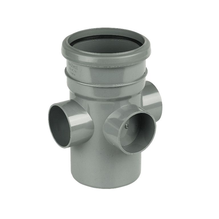 FloPlast Ring Seal Soil Boss Pipe - 110mm Grey