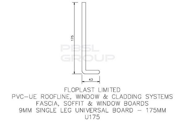 FloPlast Cover Board - 175mm x 9mm x 5mtr Black Ash Woodgrain