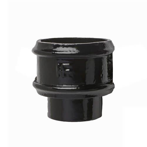 Cast Iron Round Downpipe Non-Eared Loose Socket with Spigot - 75mm Black