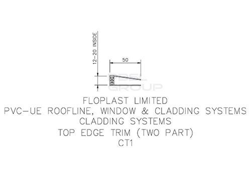 FloPlast Shiplap Cladding Two Part Top Edge Trim - 5mtr White