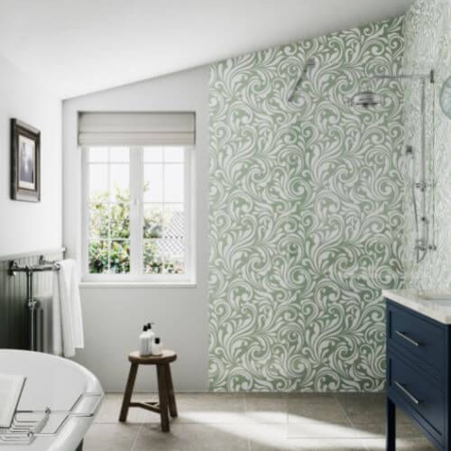 Acrylic Wall Panel - 1200mm x 2400mm x 4mm Victorian Floral Sage