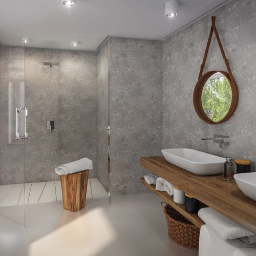 Bathroom Wall Panel - 1000mm x 2400mm x 10mm Grey Concrete