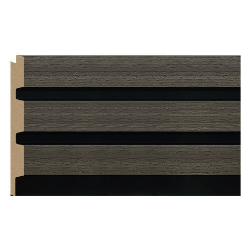 Sulcado Slat Wall Panel Trim - 26.5mm x 2600mm x 12mm Right Hand Trim Grey Oak